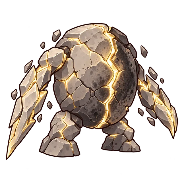 A cracked grey stone with light inside